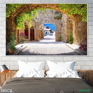 Tranh con đường trong thành phố cổ đẹp nhất