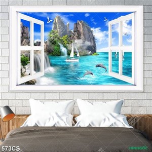 Tranh cửa sổ và biển đảo decor tường