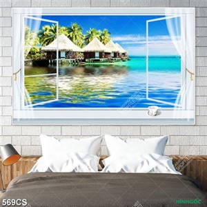 Tranh cửa sổ và biển decor phòng khách