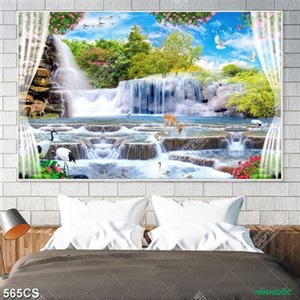 Tranh phong thủy thác nước hùng vĩ file psd