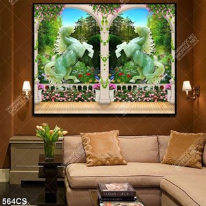 Tranh ghép ban công và song mã file gốc