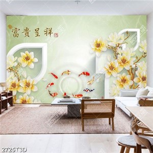 Tranh phòng khách hoa và cá chép đẹp