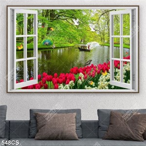 Tranh cửa sổ và hồ nước chất lượng cao