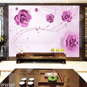 Tranh hoa hồng trên mặt nước in kính