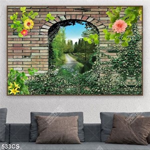 Tranh trang trí tường cánh cổng đá phủ dây leo đẹp nhất