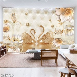 Tranh phòng khách thiên nga  và hoa đẹp file gốc