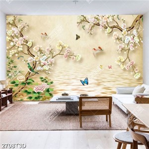 Tranh phòng khách hoa và bướm lãng mạng