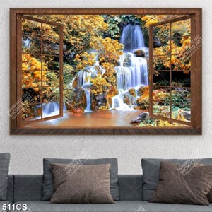 Tranh phong thủy mùa thu và ô cửa trang trí phòng ngủ