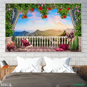 Tranh ban công bên sườn núi nghệ thuật