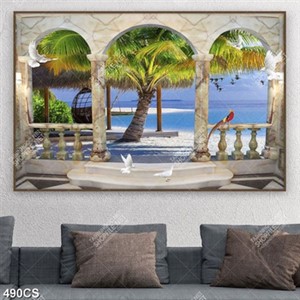 Tranh ban công và bãi biển in uv
