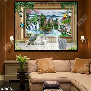 Tranh phong thủy 3D dán tường đẹp in kính