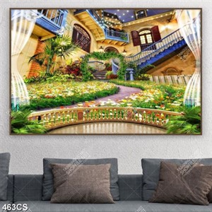 Tranh vườn hoa trong tòa lâu đài đẹp nhất