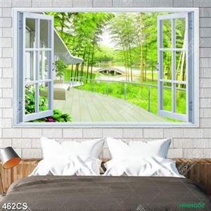 Tranh ban công bên dòng sông xanh