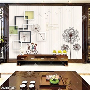 Tranh hoa bồ công anh và xe đạp đẹp