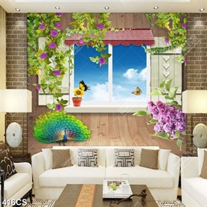 Tranh ghép cửa sổ và hoa in uv