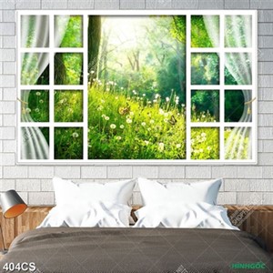 Tranh cửa sổ dán tường in uv