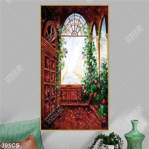 Tranh sơn dầu hoa leo trên ban công đẹp in uv