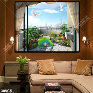 Tranh ban công nhìn ra toàn thành phố in kính
