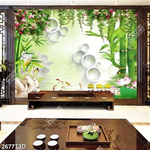 Tranh phong cảnh thiên nga và đàn cá đẹp