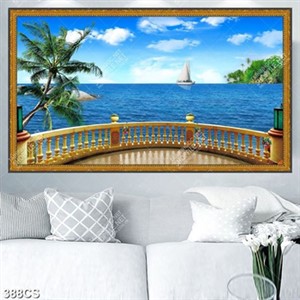 Tranh ban công hướng ra biển đảo in uv