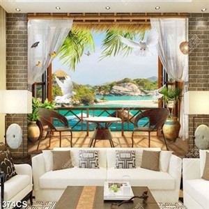 Tranh ban công nhìn ra biển đảo trang trí tường đẹp nhất