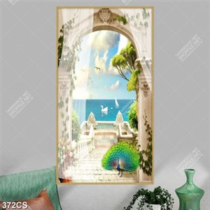 Tranh ban công và biển khổ dọc file psd