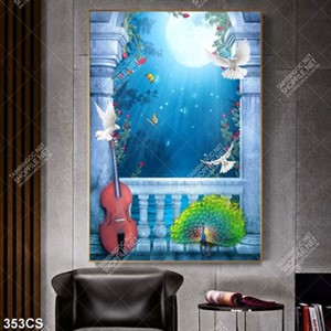 Tranh 3D khung cửa bên ánh trăng đêm đẹp nhất