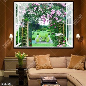 Tranh cánh cổng và dàn hoa vào khu vườn nhỏ xanh mát chất lượng cao