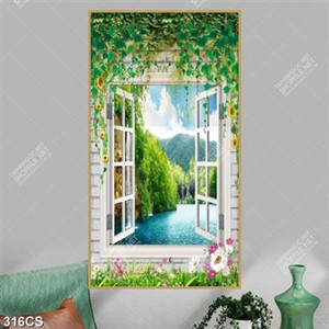 Tranh cửa sổ bên sông núi chất lượng cao in uv