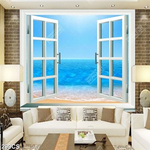 Tranh 3D cửa sổ và biển decor tường