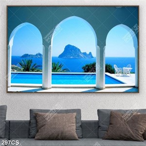 Tranh khung cửa bên hồ bơi chất lượng cao