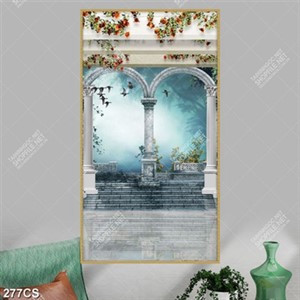 Tranh cổng lớn phủ đầy sương mờ ảo nghệ thuật in uv