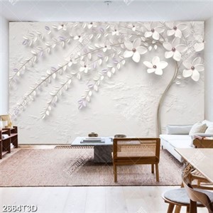 Tranh treo tường hoa trắng trên nền trắng sang trọng