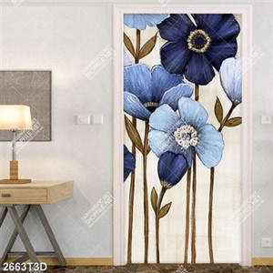 Tranh treo tường hoa 5 cánh tông xanh đẹp