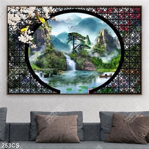 Tranh thác nước nhỏ bên ô cửa sổ trang trí tường