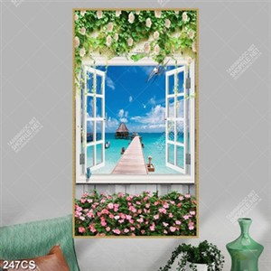 Tranh cửa sổ và bờ biển gắn tường chất lượng cao