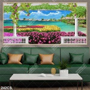Tranh ban công và vườn hoa nở rộ chất lượng cao