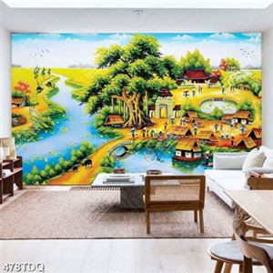 Tranh chợ phiên trên làng quê file gốc