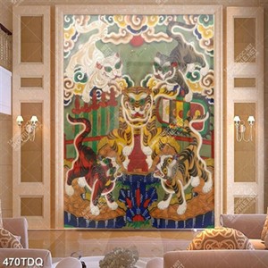 Tranh Đông Hồ ngũ hổ trang trí nội thất
