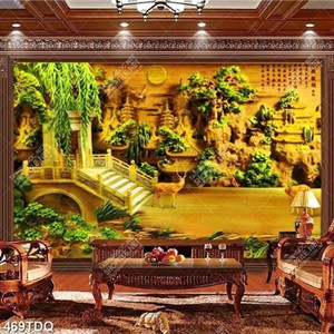 Tranh 3D cổng làng đẹp nghệ thuật