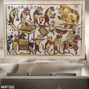 Tranh Đông Hồ đám cưới chuột khổ ngang chất lượng cao