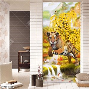 Tranh Hổ và cây tài lộc file psd