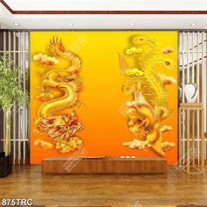 Tranh cặp Rồng phượng in lich trang trí Tết