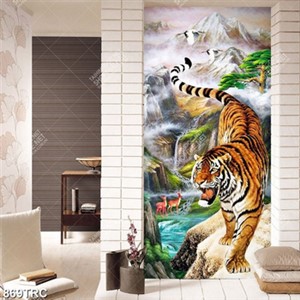 Tranh sơn dầu thác nước và Hổ