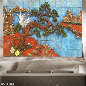 Tranh ghép 3D chim hạc trên cành cây bên dòng sông đẹp nhất