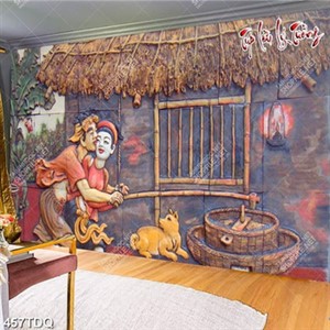 Tranh trang trí tường Chí Phèo và Thị Nở khổ ngang đẹp nhất