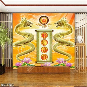 Tranh Rồng vàng trang trí Tết