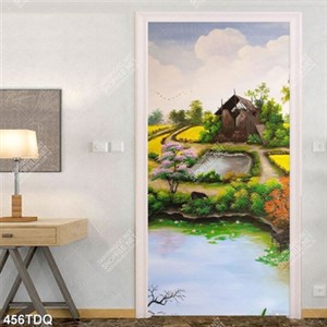 Tranh sơn dầu phong cảnh làng quê xưa khổ dọc đẹp nhất