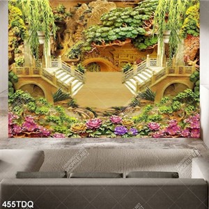 Tranh 3D khổ ngang trang trí nội thất in kính