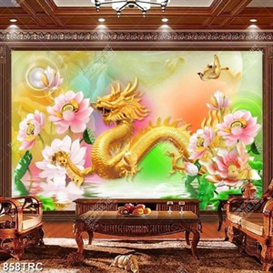 Tranh Rồng và hoa Sen đẹp